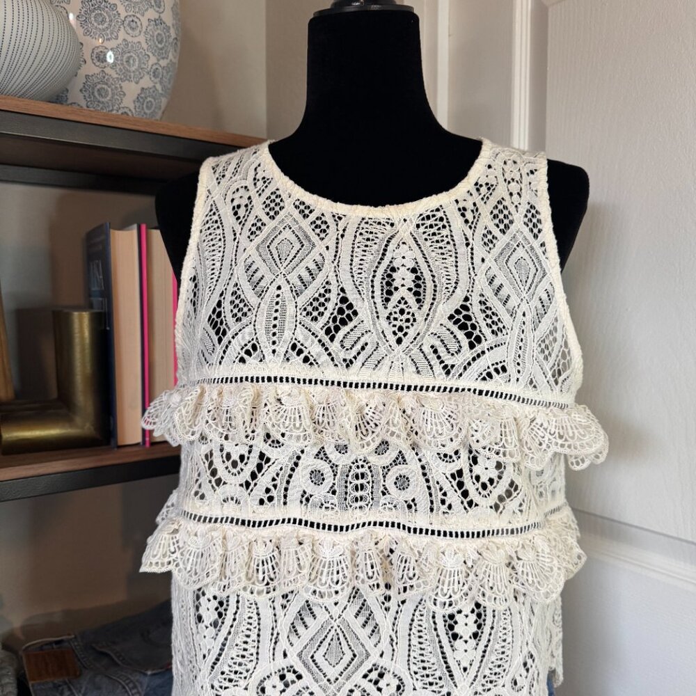 Zara Crop Lace Ruffle Tank - Size M - Picture 1 of 2